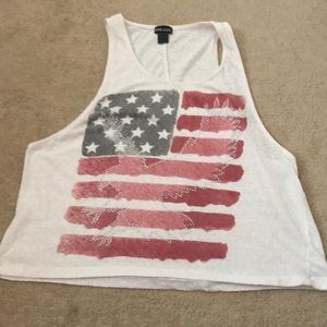 American flag tank top.